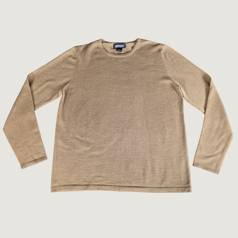 Vintage Lands End Womens 14-16 Wool Blend Crewneck Sweater Brown Australia 80590